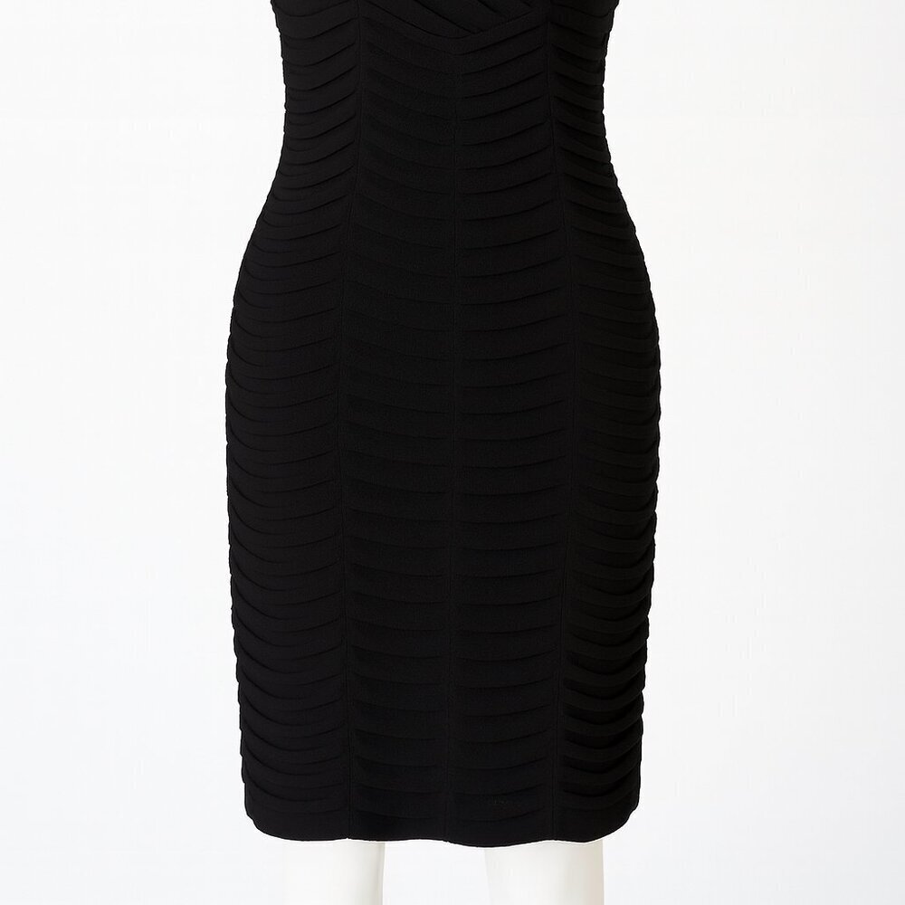 NW Nightway Black Ruched V-Neck Sleeveless Dress, Size 8 - Picture 2 of 8